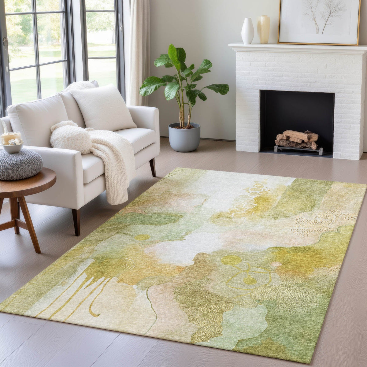 Addison Chantille ACN2019 Abstract Machine Made Transitional Fern Rug