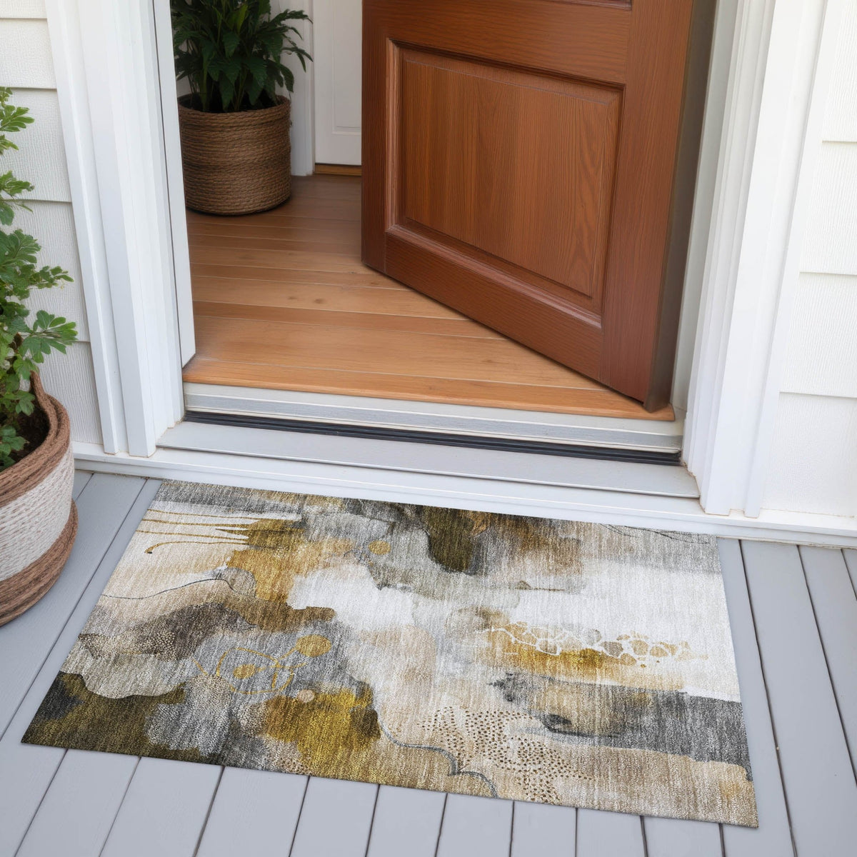 Addison Chantille ACN2019 Abstract Machine Made Transitional Mocha Rug