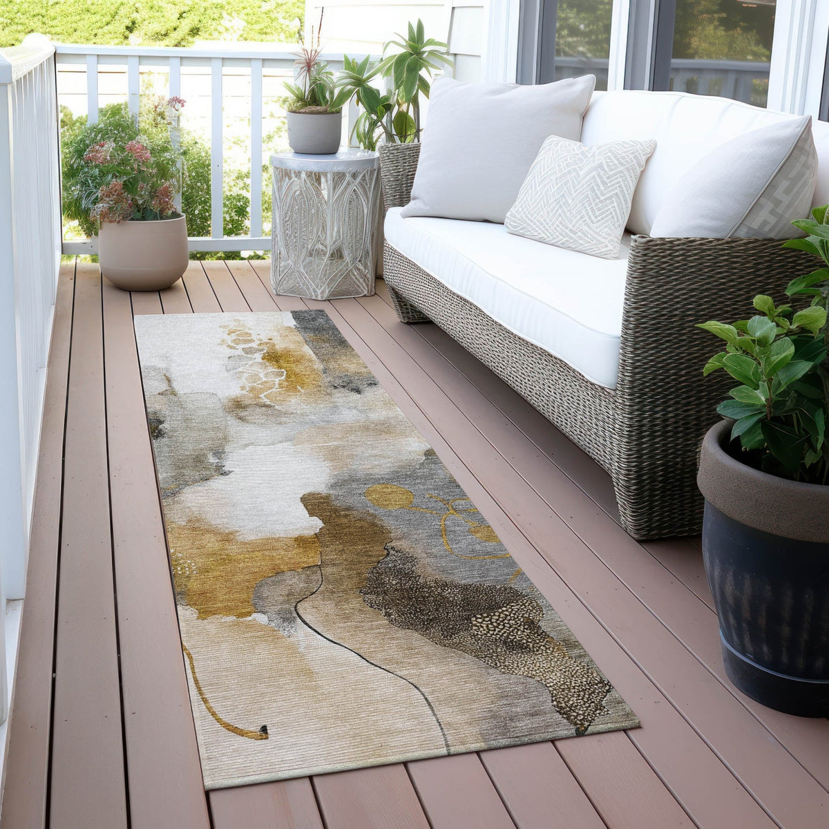 Addison Chantille ACN2019 Abstract Machine Made Transitional Mocha Rug