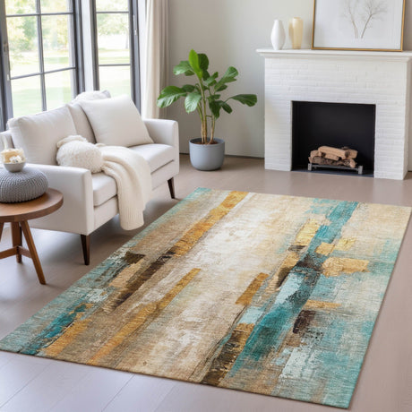 Addison Chantille ACN2020 Abstract Machine Made Transitional Beige Rug