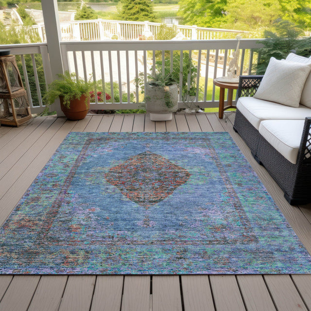 Addison Chantille ACN2021 Border Machine Made Traditional Blue Rug