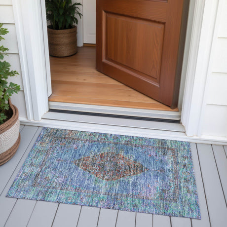 Addison Chantille ACN2021 Border Machine Made Traditional Blue Rug