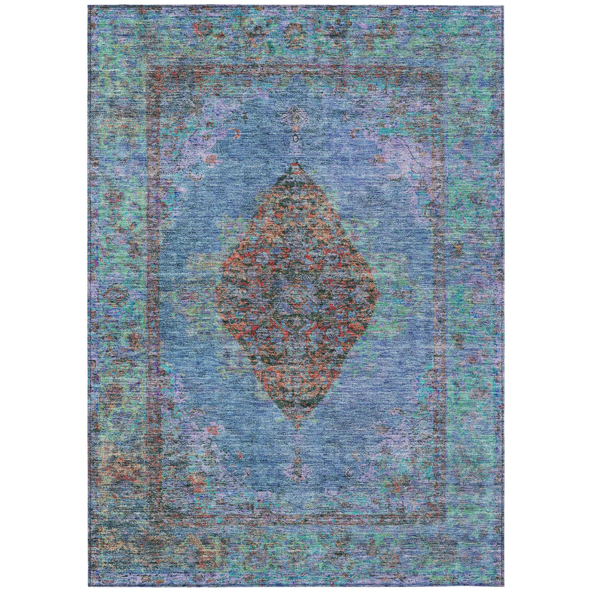 Addison Chantille ACN2021 Border Machine Made Traditional Blue Rug