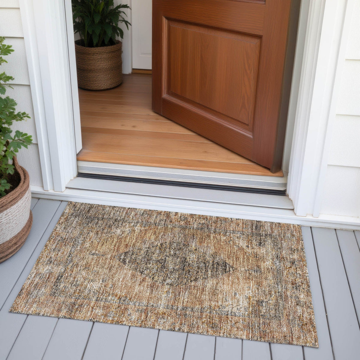 Addison Chantille ACN2021 Border Machine Made Traditional Copper Rug