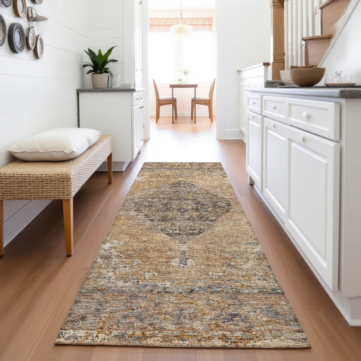 Addison Chantille ACN2021 Border Machine Made Traditional Copper Rug