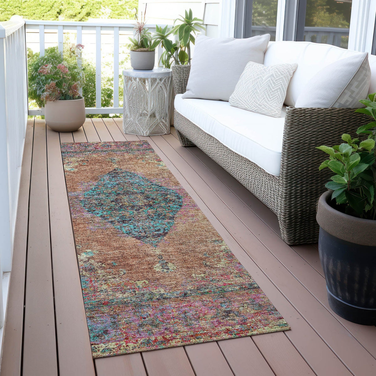 Addison Chantille ACN2021 Border Machine Made Traditional Orange Rug