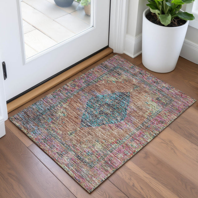 Addison Chantille ACN2021 Border Machine Made Traditional Orange Rug