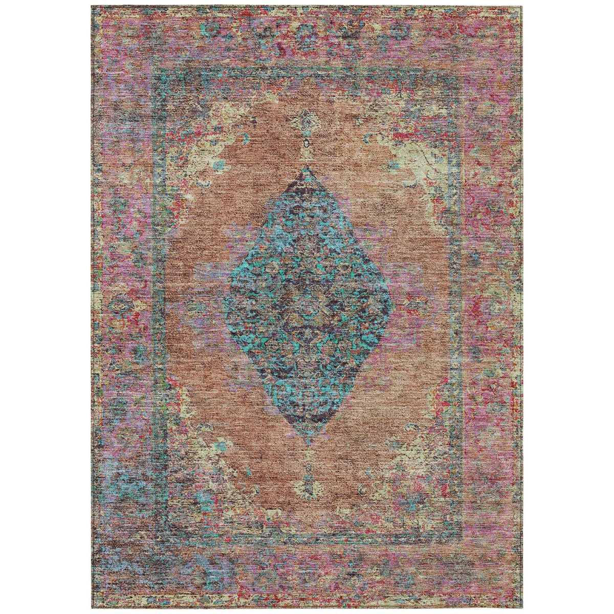 Addison Chantille ACN2021 Border Machine Made Traditional Orange Rug