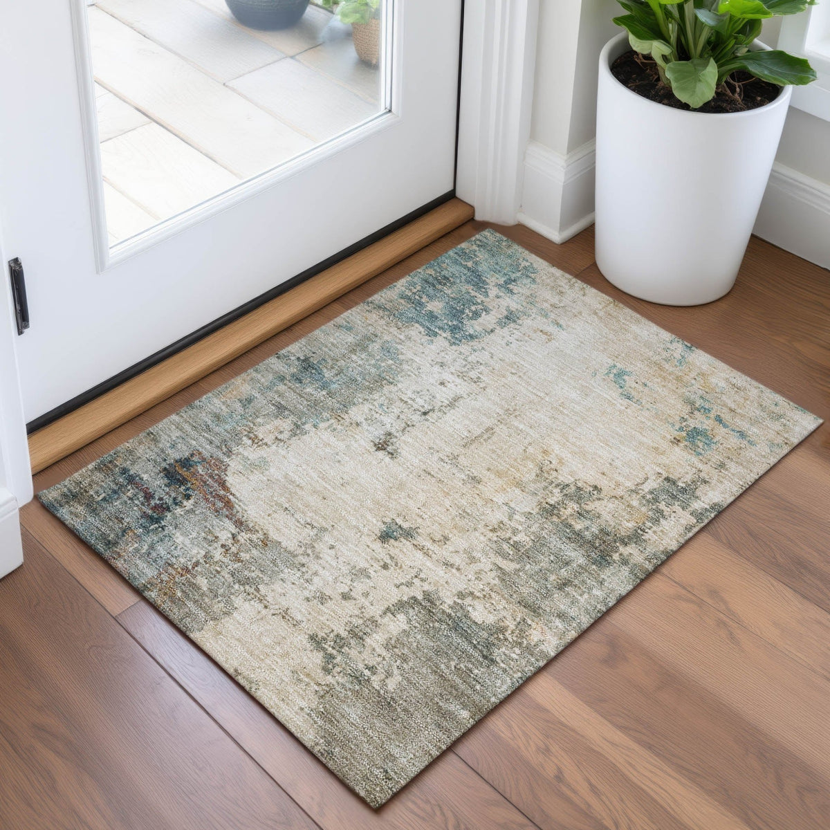 Addison Chantille ACN2022 Abstract Machine Made Transitional Ivory Rug