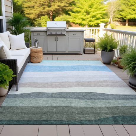 Addison Chantille ACN2023 Stripes Machine Made Transitional Green Rug