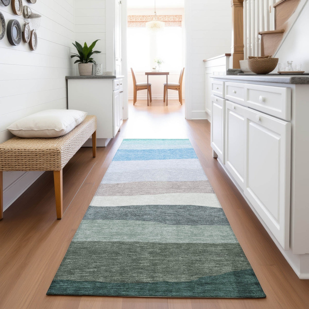 Addison Chantille ACN2023 Stripes Machine Made Transitional Green Rug