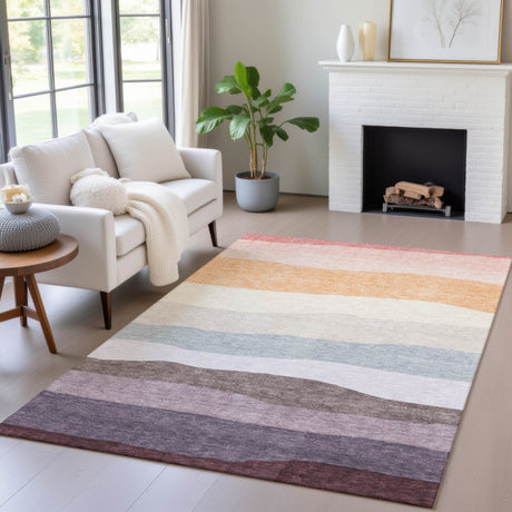 Addison Chantille ACN2023 Stripes Machine Made Transitional Orange Rug