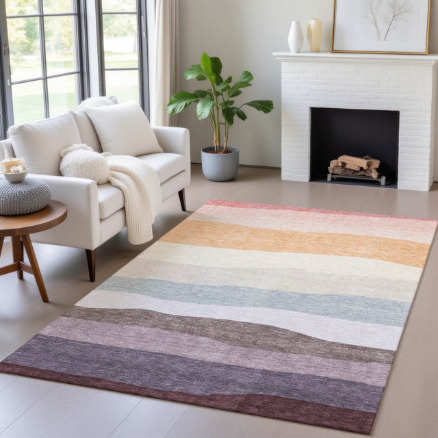 Addison Chantille ACN2023 Stripes Machine Made Transitional Orange Rug