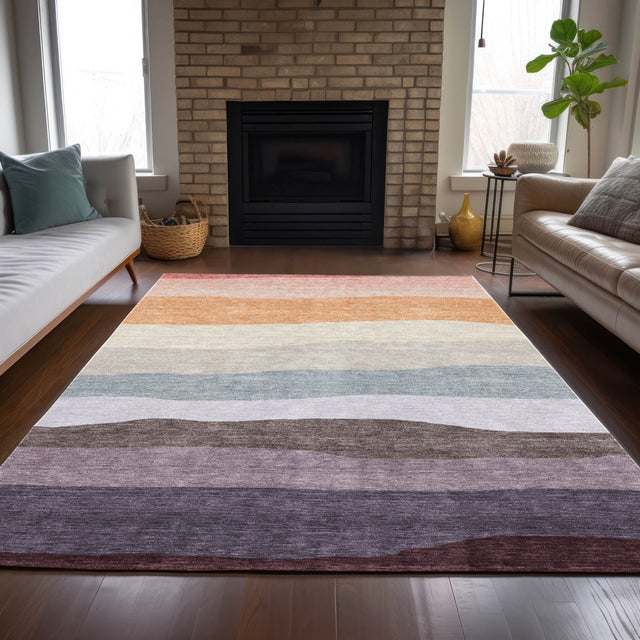 Addison Chantille ACN2023 Stripes Machine Made Transitional Orange Rug