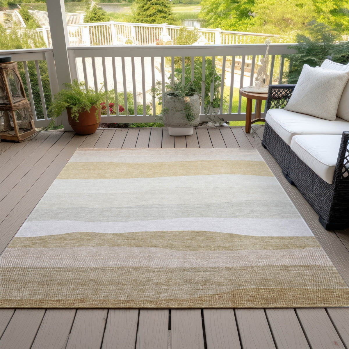 Addison Chantille ACN2023 Stripes Machine Made Transitional Wheat Rug