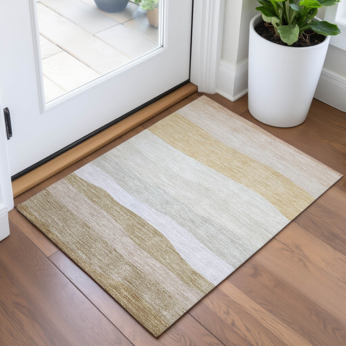 Addison Chantille ACN2023 Stripes Machine Made Transitional Wheat Rug