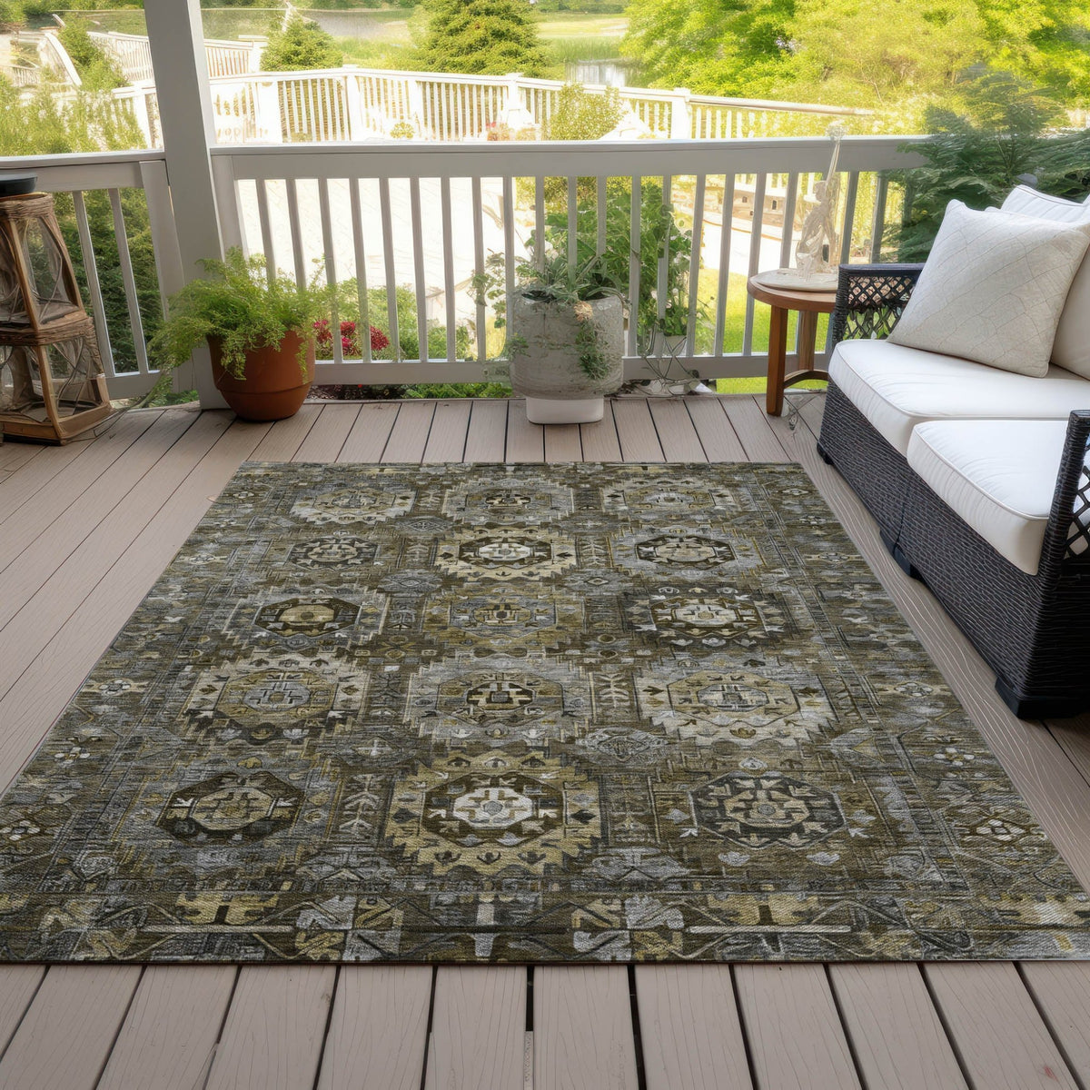 Addison Chantille ACN2024 Medallions Machine Made Traditional Mocha Rug