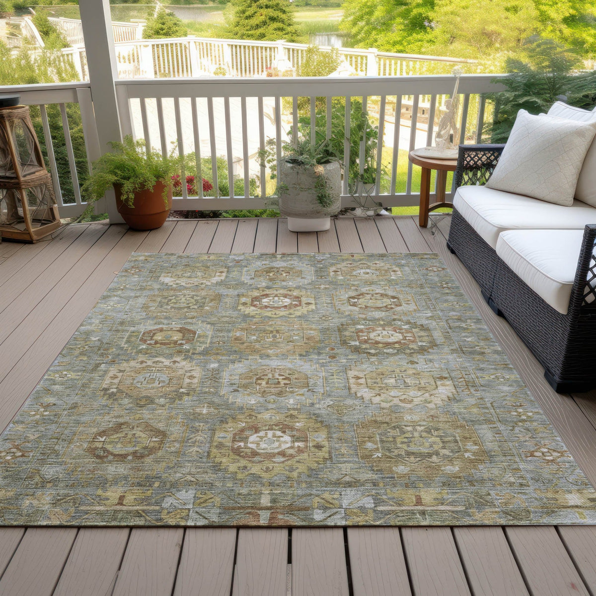 Addison Chantille ACN2024 Medallions Machine Made Traditional Sage Rug