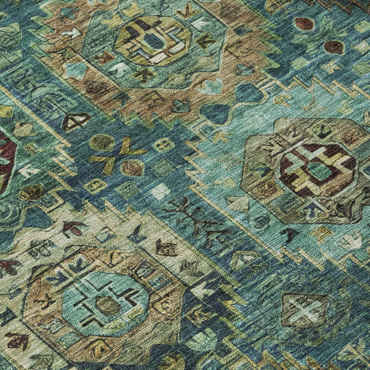Addison Chantille ACN2024 Medallions Machine Made Traditional Teal Rug