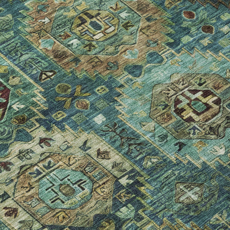 Addison Chantille ACN2024 Medallions Machine Made Traditional Teal Rug