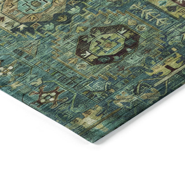 Addison Chantille ACN2024 Medallions Machine Made Traditional Teal Rug