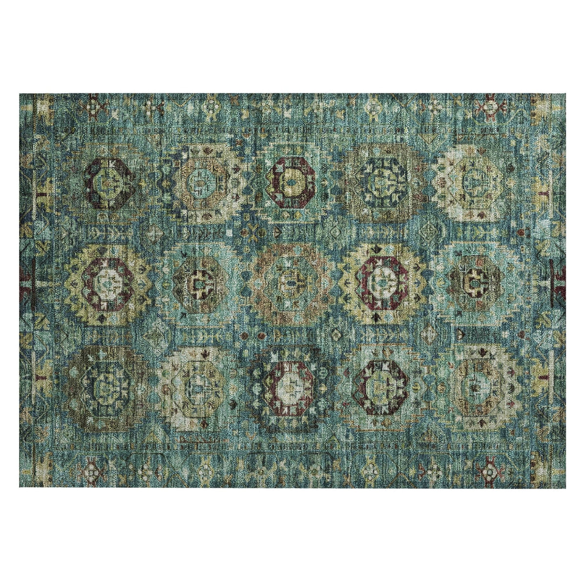Addison Chantille ACN2024 Medallions Machine Made Traditional Teal Rug