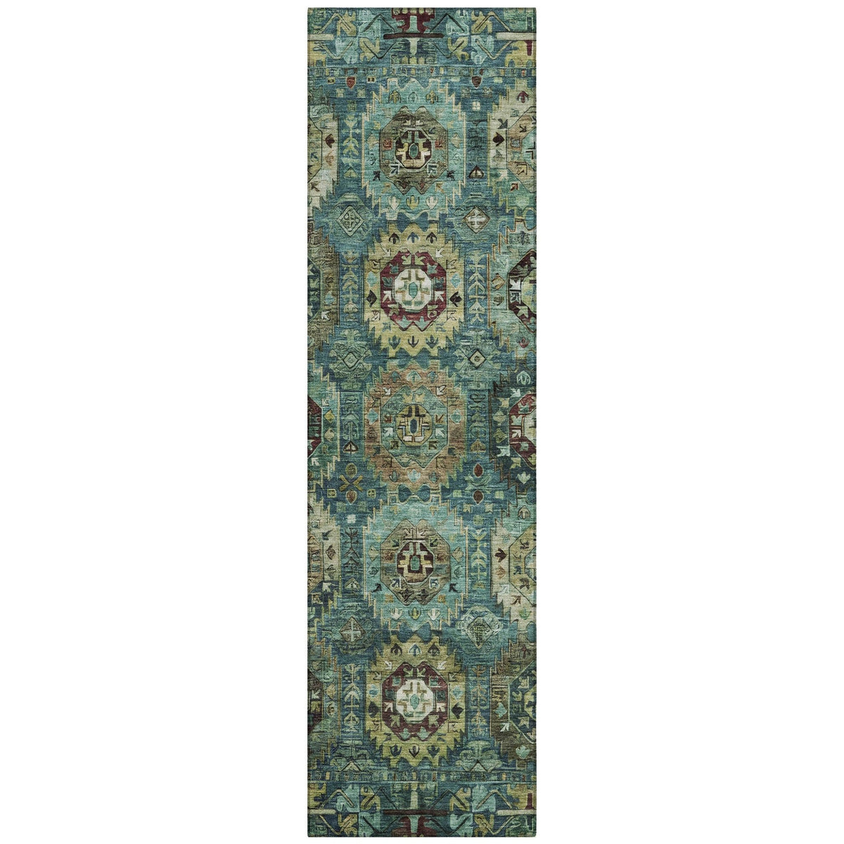 Addison Chantille ACN2024 Medallions Machine Made Traditional Teal Rug