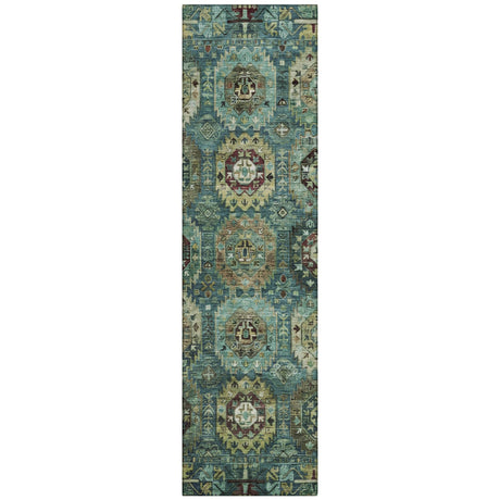 Addison Chantille ACN2024 Medallions Machine Made Traditional Teal Rug