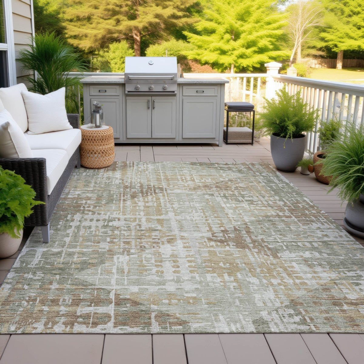 Addison Chantille ACN2026 Geometric Machine Made Transitional Aloe Rug
