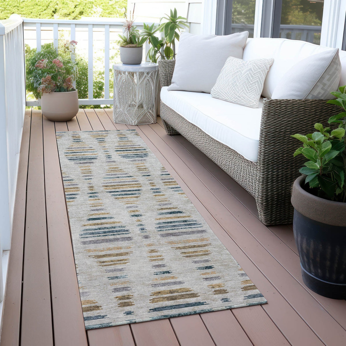 Addison Chantille ACN2027 Stripes Machine Made Transitional Linen Rug