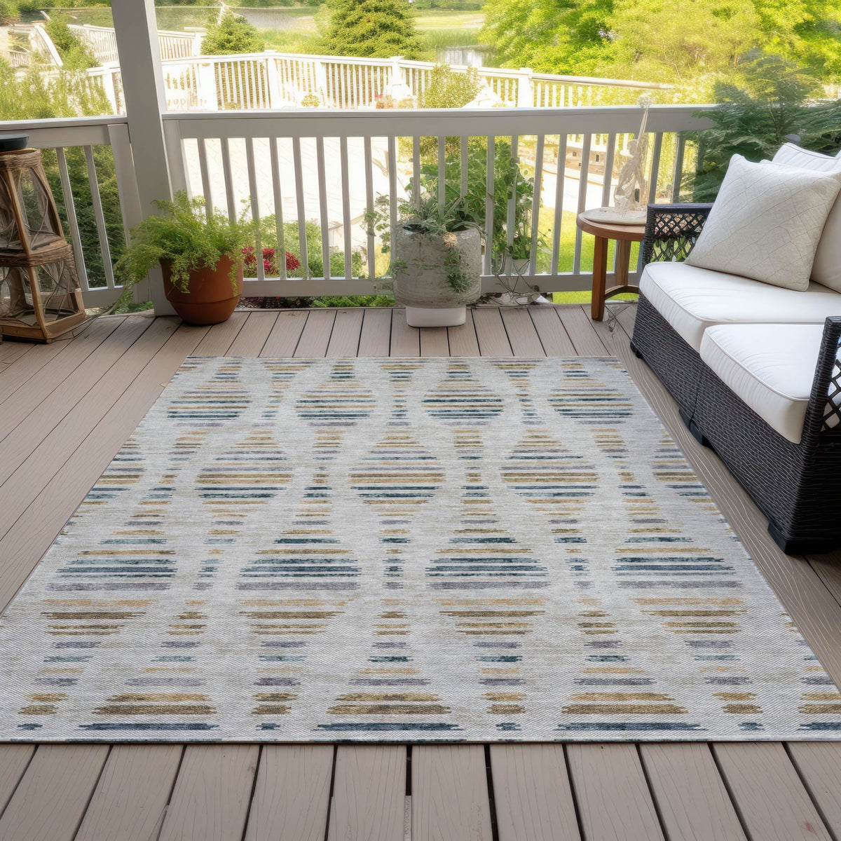 Addison Chantille ACN2027 Stripes Machine Made Transitional Linen Rug