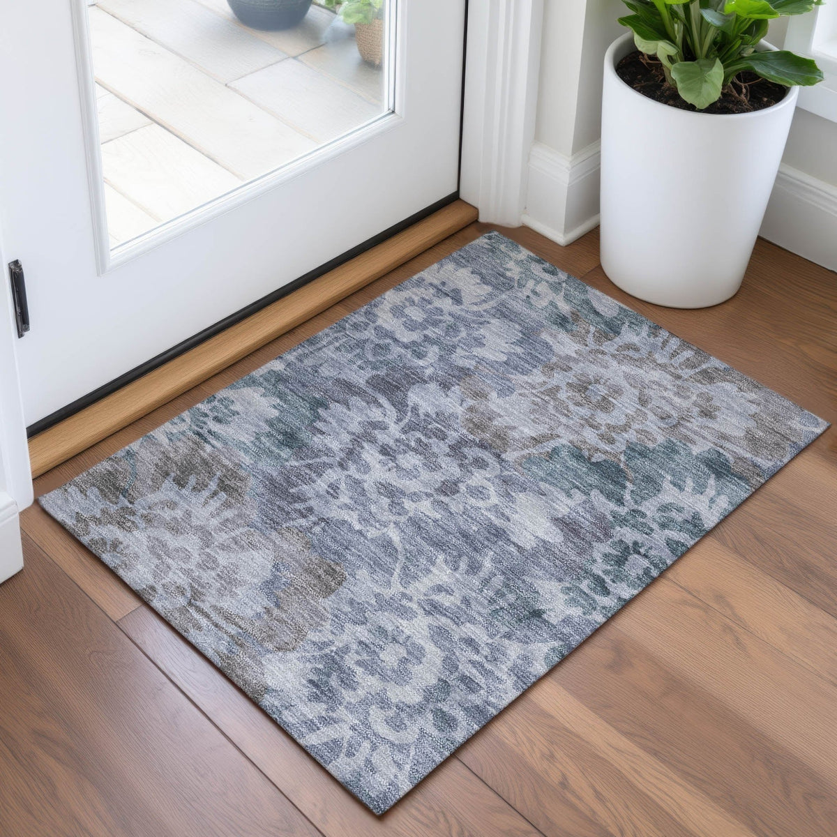 Addison Chantille ACN2028 Floral Machine Made Transitional Blue Rug
