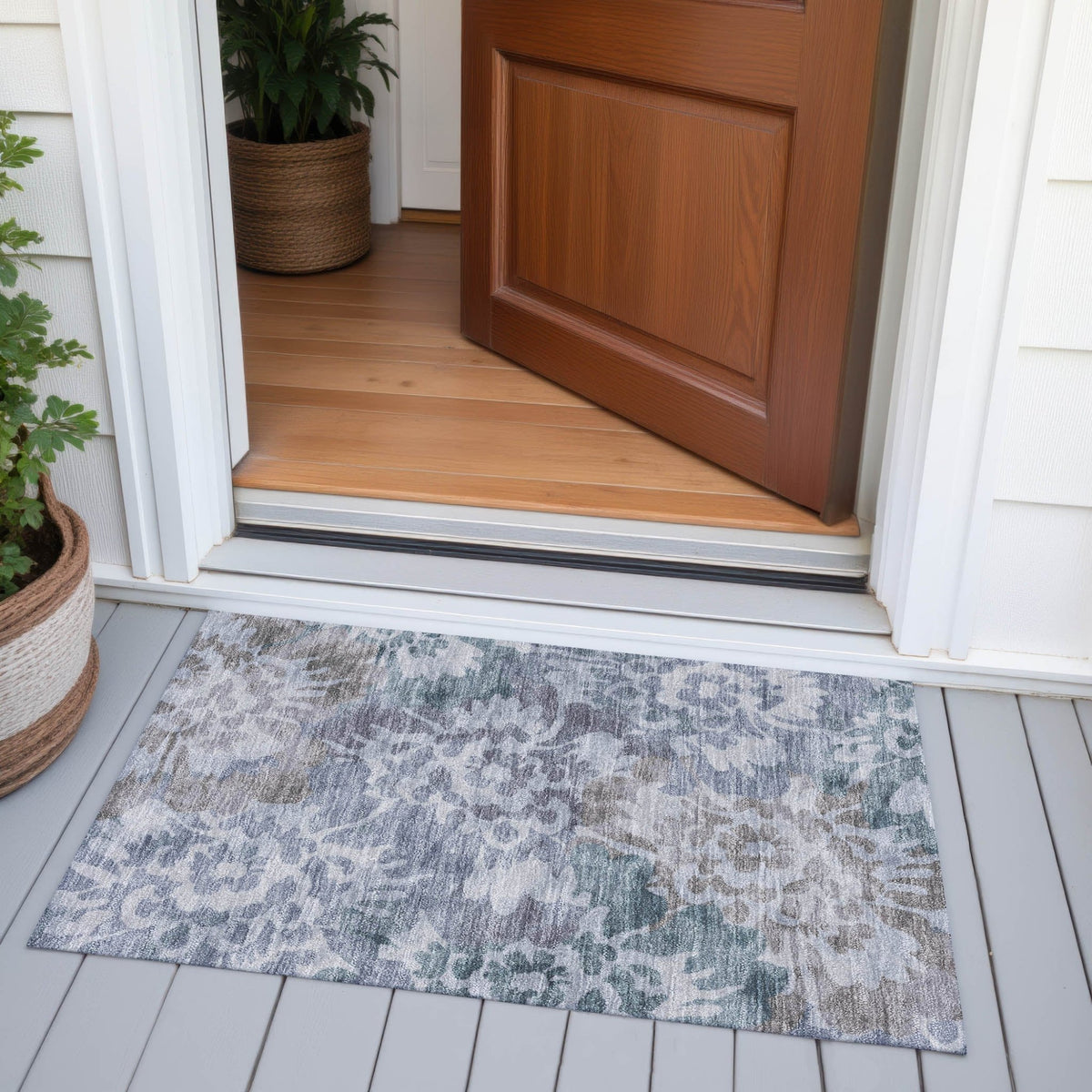 Addison Chantille ACN2028 Floral Machine Made Transitional Blue Rug