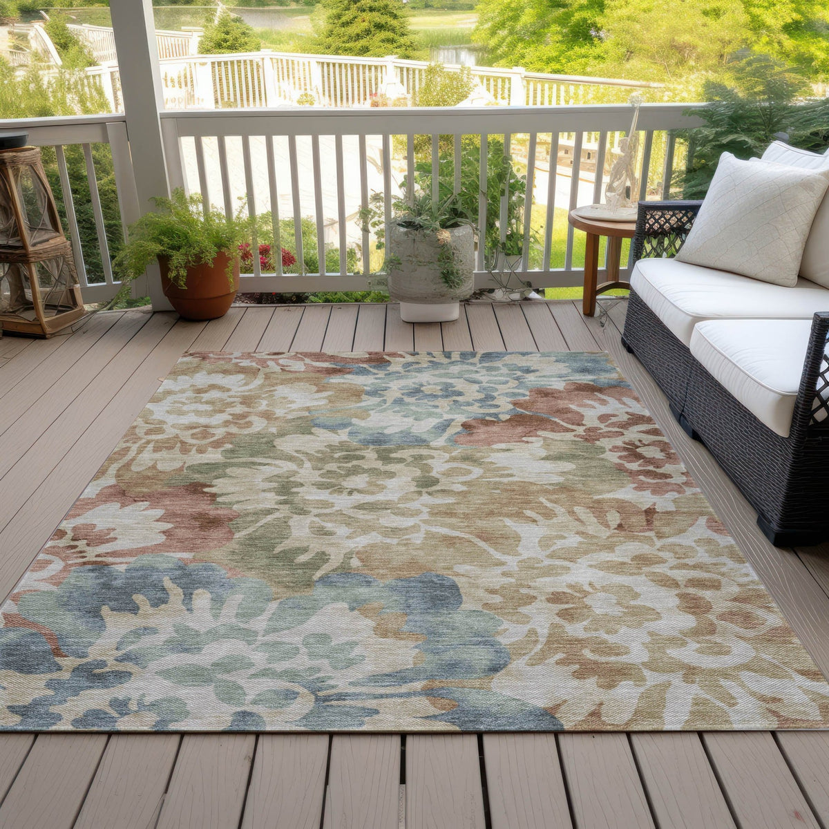 Addison Chantille ACN2028 Floral Machine Made Transitional Paprika Rug