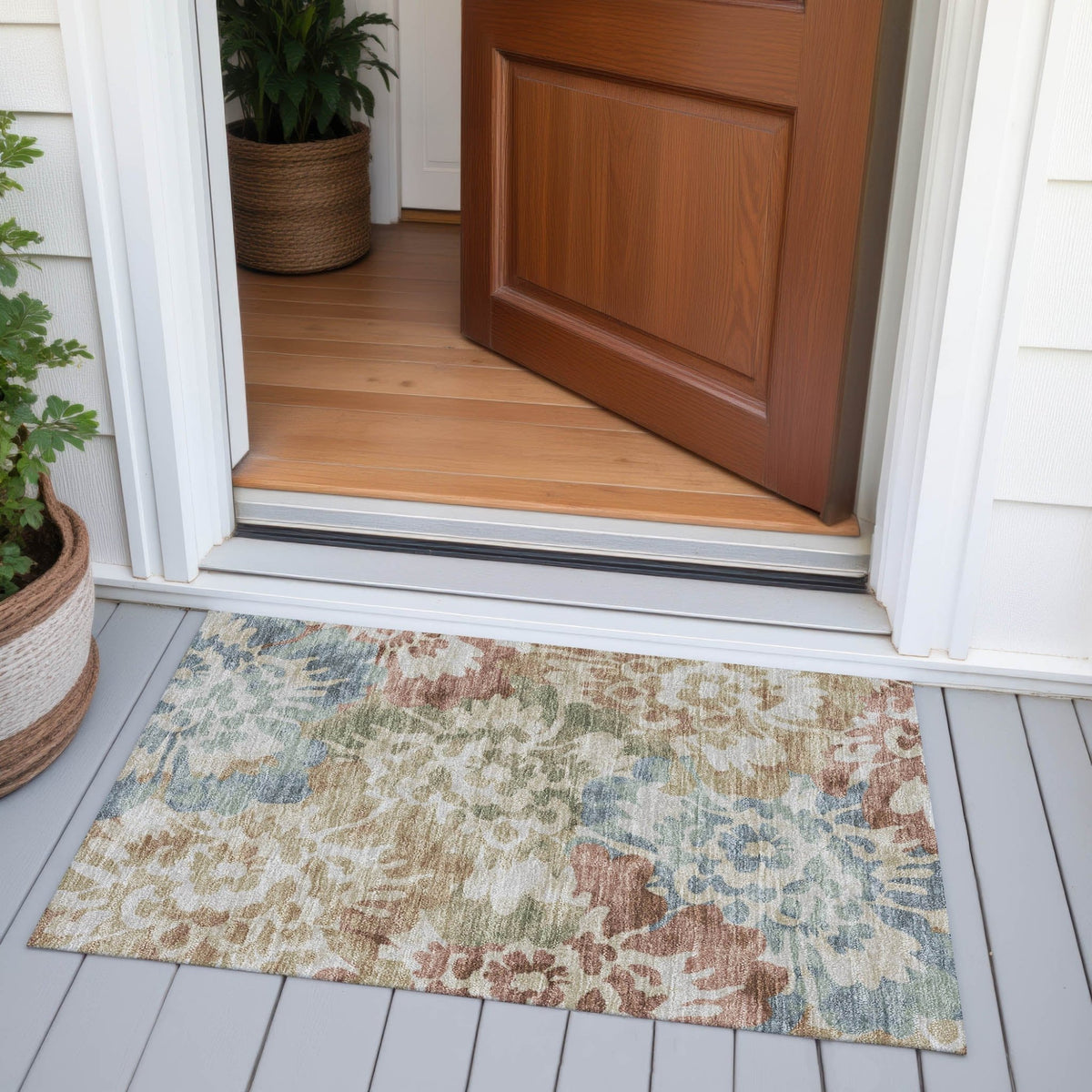 Addison Chantille ACN2028 Floral Machine Made Transitional Paprika Rug