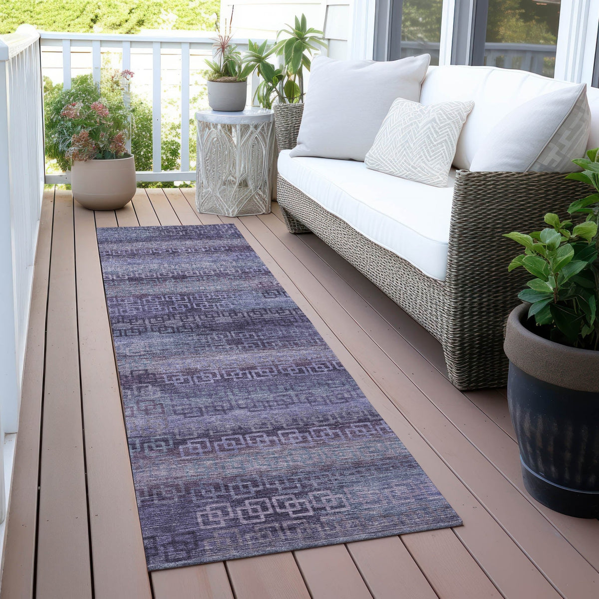 Addison Chantille ACN2029 Stripes Machine Made Transitional Plum Rug