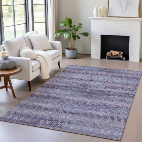 Addison Chantille ACN2029 Stripes Machine Made Transitional Plum Rug
