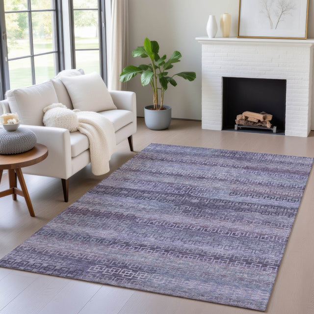 Addison Chantille ACN2029 Stripes Machine Made Transitional Plum Rug