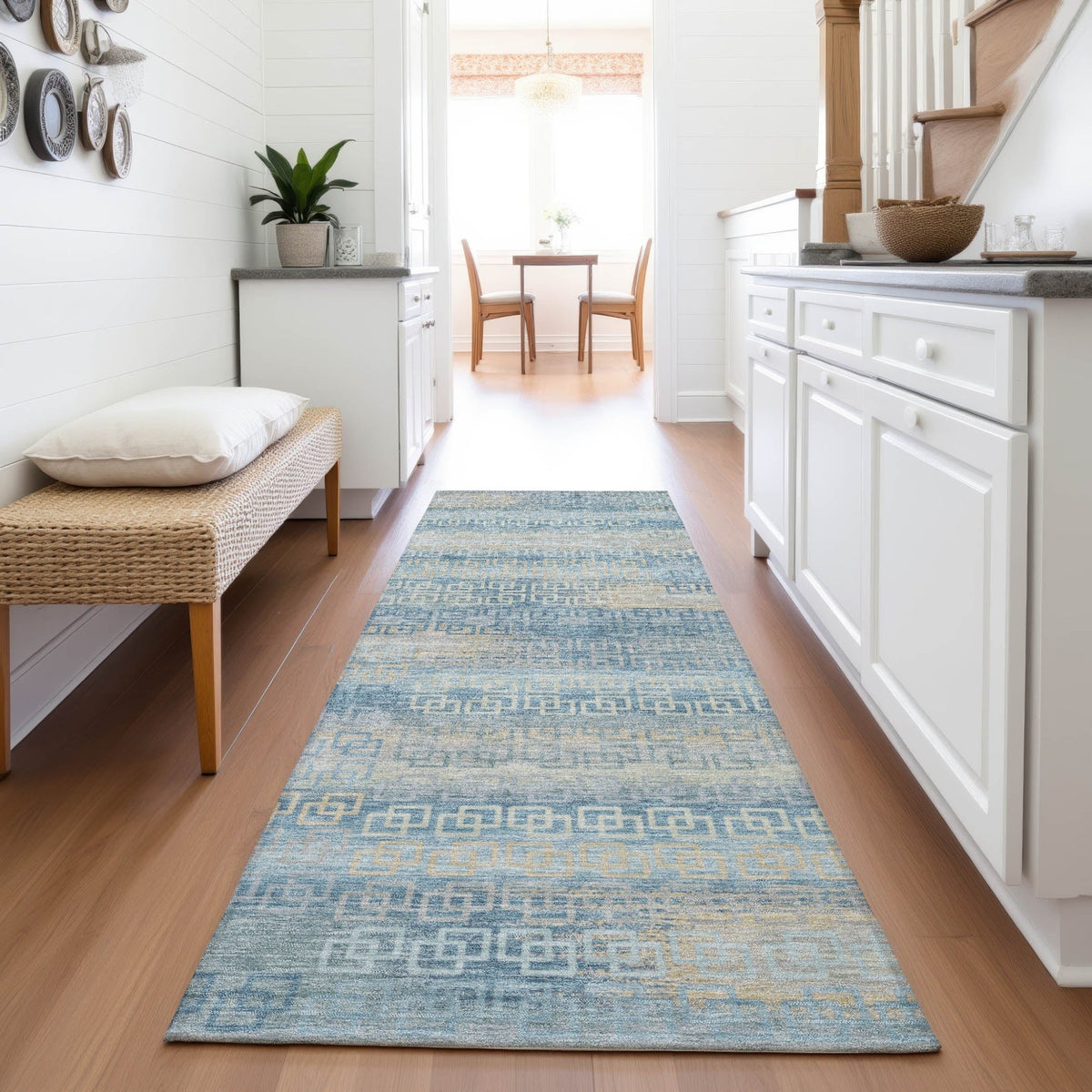 Addison Chantille ACN2029 Stripes Machine Made Transitional Teal Rug