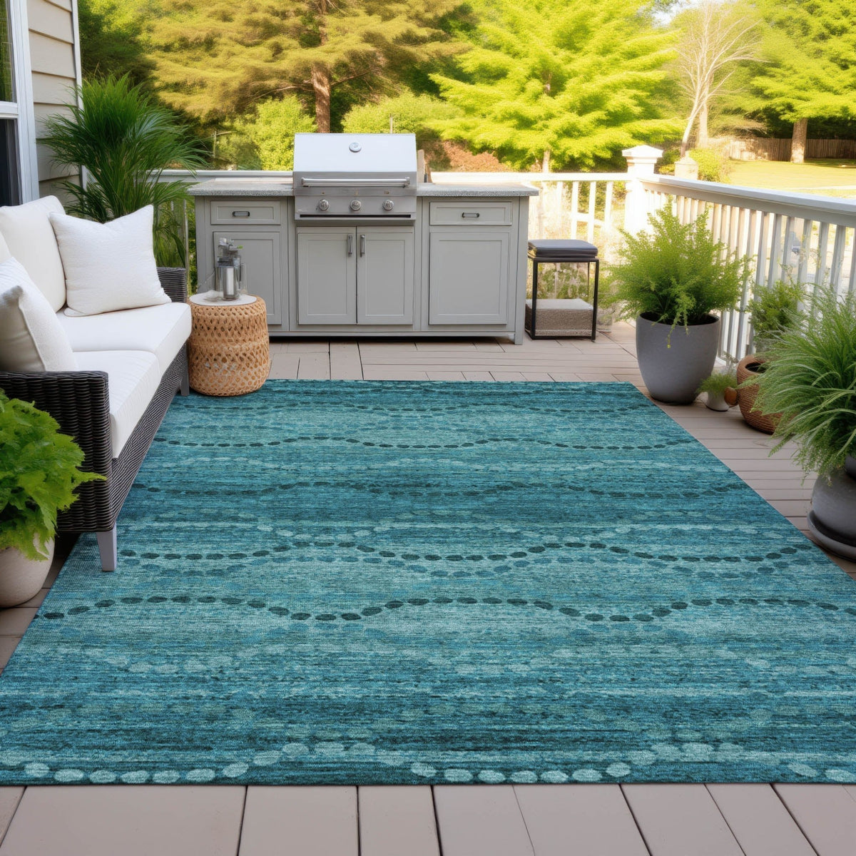 Addison Chantille ACN2031 Gradient Machine Made Transitional Turquoise Rug