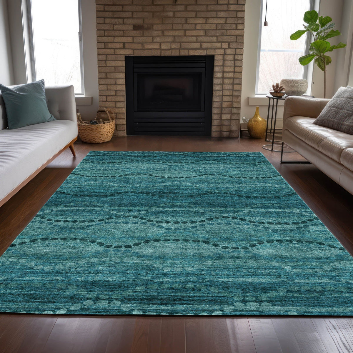 Addison Chantille ACN2031 Gradient Machine Made Transitional Turquoise Rug