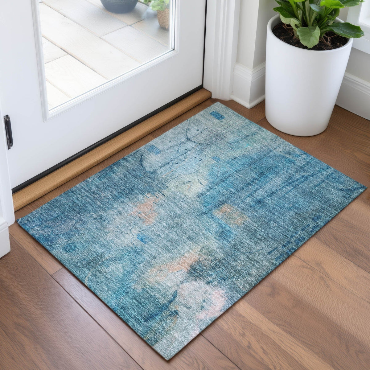 Addison Chantille ACN2032 Abstract Machine Made Transitional Blue Rug