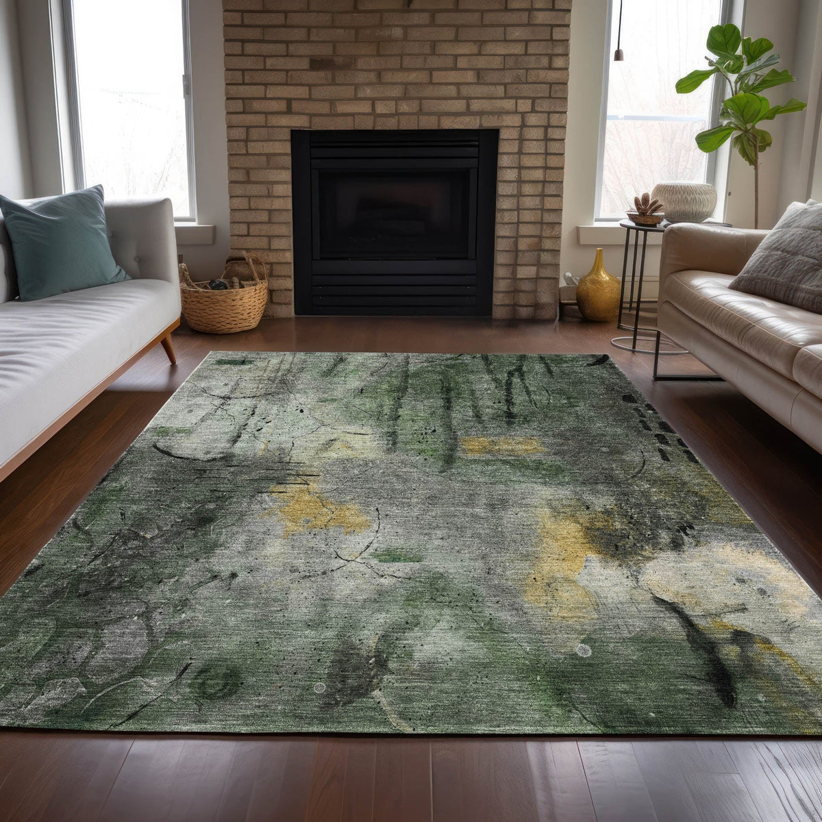 Addison Chantille ACN2032 Abstract Machine Made Transitional Pewter Rug