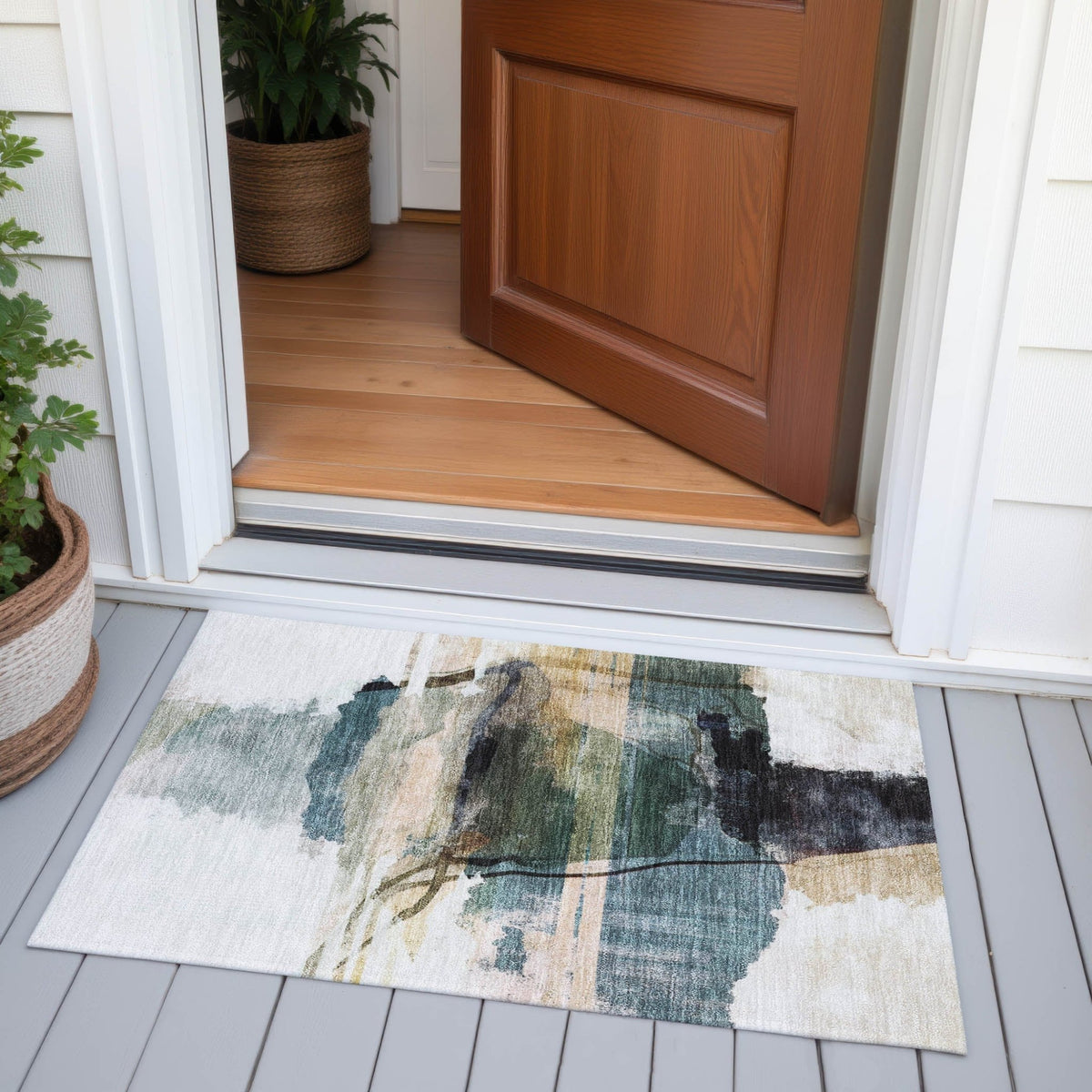 Addison Chantille ACN2033 Abstract Machine Made Transitional Green Rug
