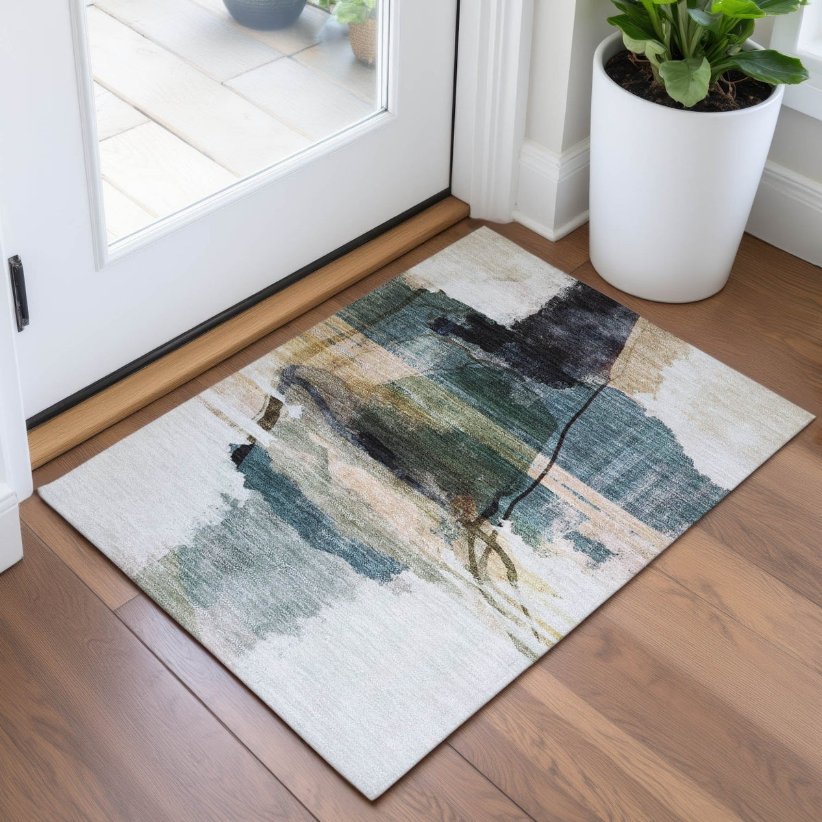 Addison Chantille ACN2033 Abstract Machine Made Transitional Green Rug