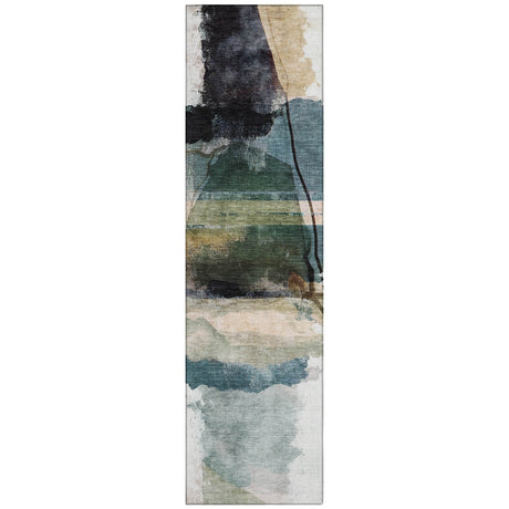 Addison Chantille ACN2033 Abstract Machine Made Transitional Green Rug