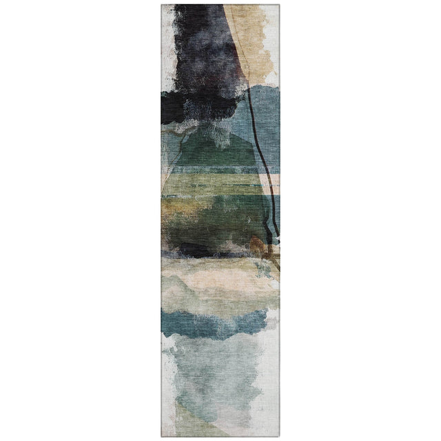 Addison Chantille ACN2033 Abstract Machine Made Transitional Green Rug