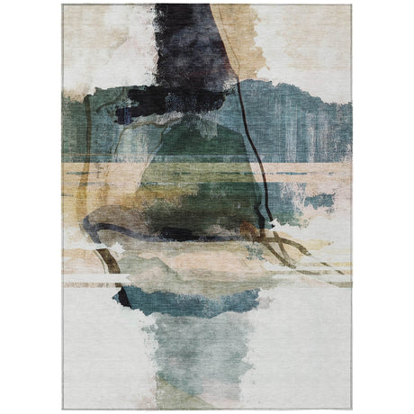 Addison Chantille ACN2033 Abstract Machine Made Transitional Green Rug