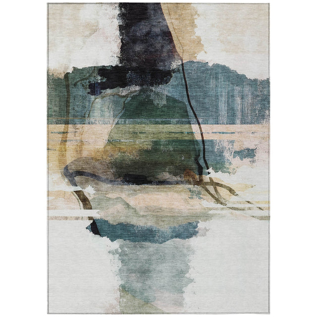 Addison Chantille ACN2033 Abstract Machine Made Transitional Green Rug