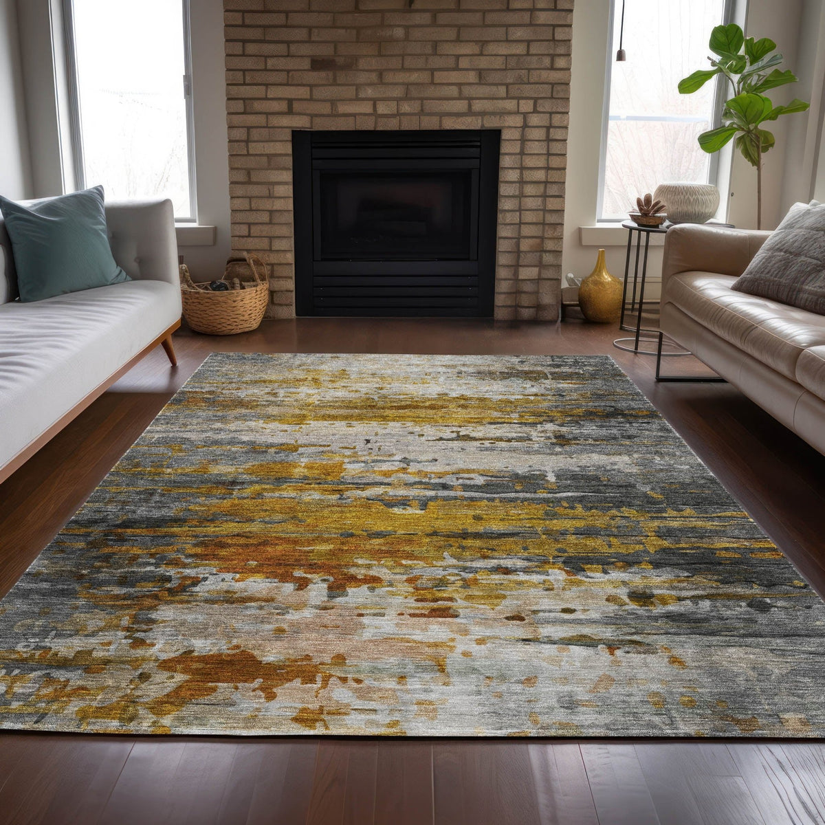 Addison Chantille ACN2034 Abstract Machine Made Transitional Copper Rug